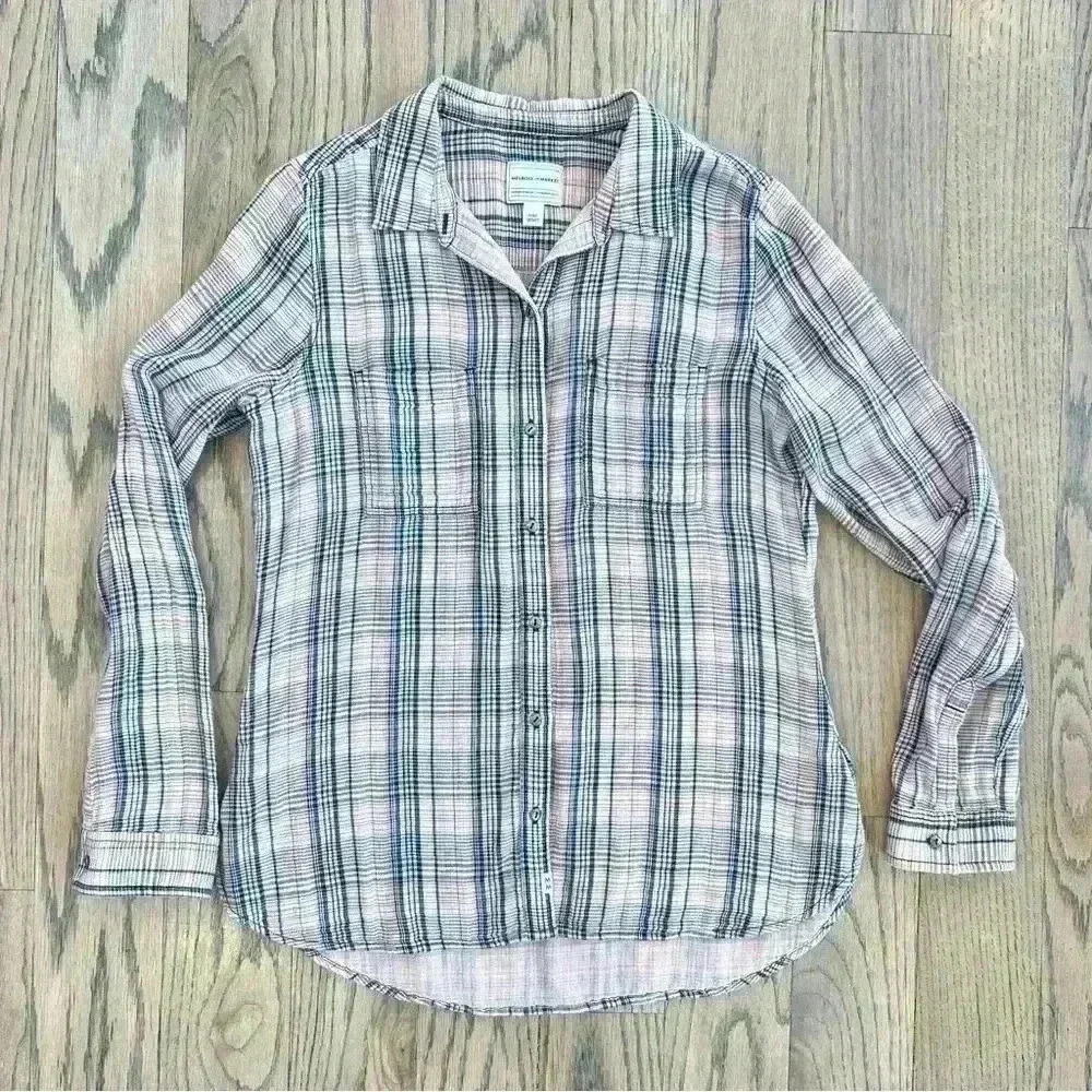 Melrose and Market Women’s Long Sleeve Plaid Pink Shirt Size Small - Picture 7 of 11